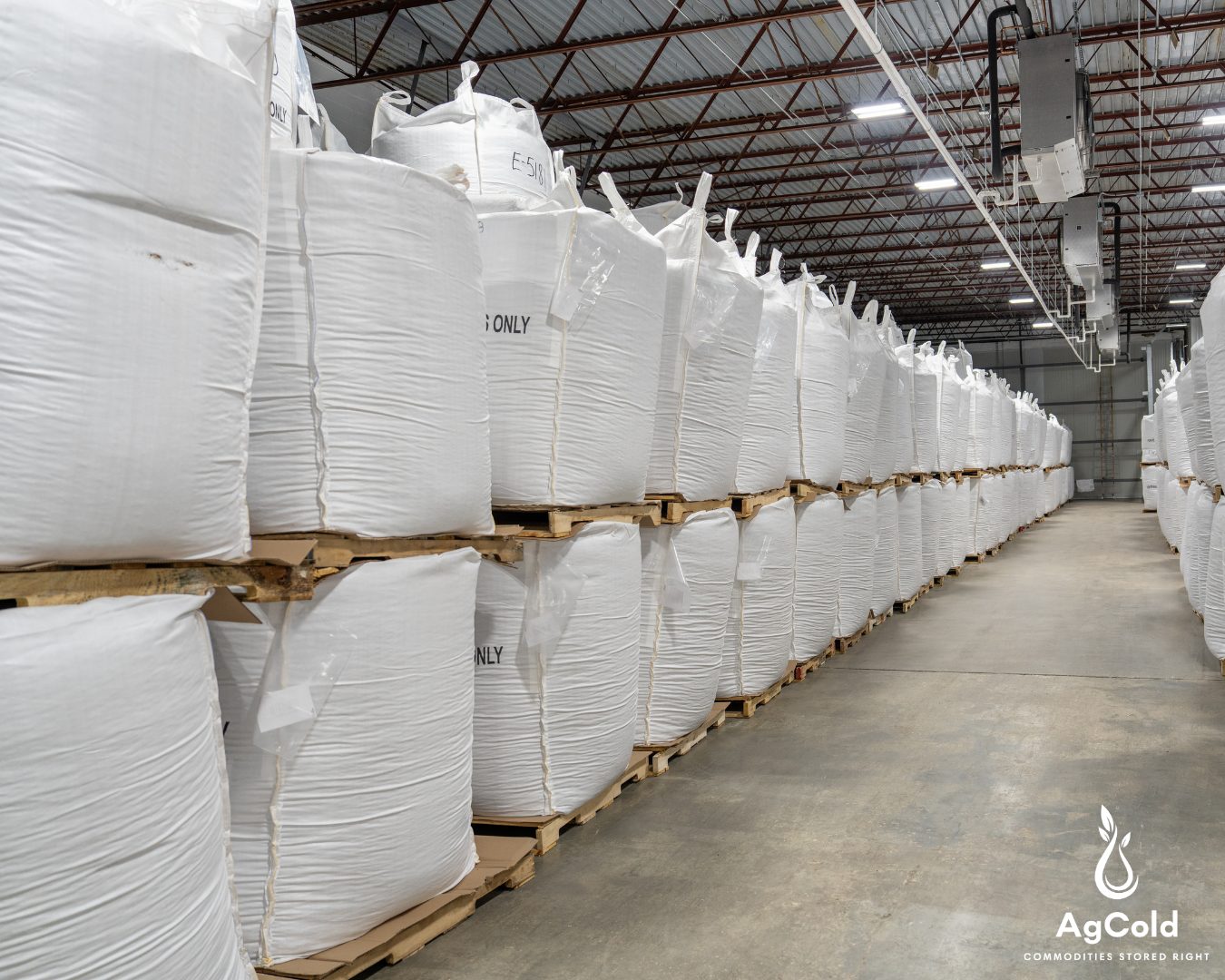 Palletised goods in an AgCold warehouse